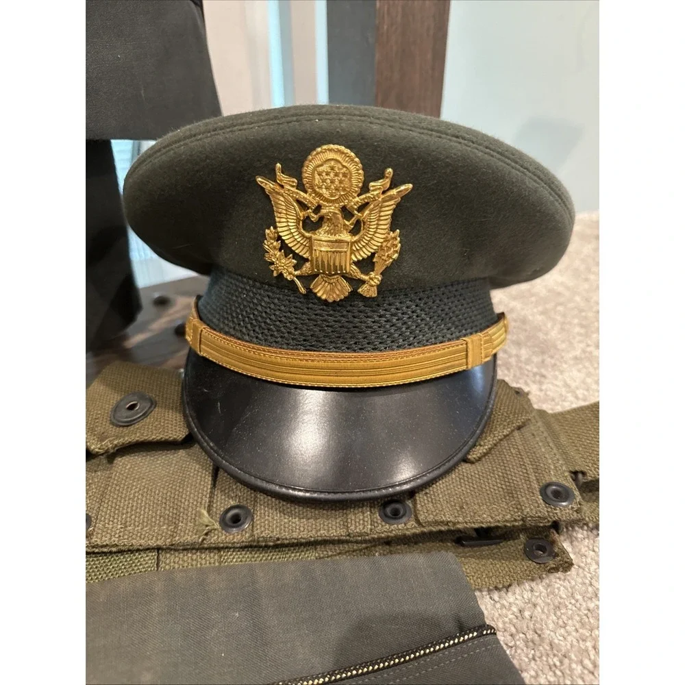 Vintage 1970s Vietnam Era US Army Green Dress Uniform M‎ Jacket 30R Pants 7 Hat